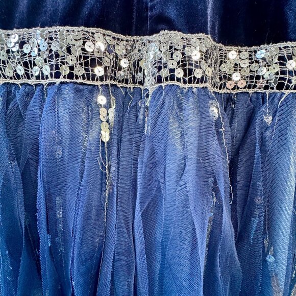 BISCOTTI Roaring 20's Party Dress Girls 8 Navy Blue Gatsby Girl Velvet Sequins - Picture 4 of 10